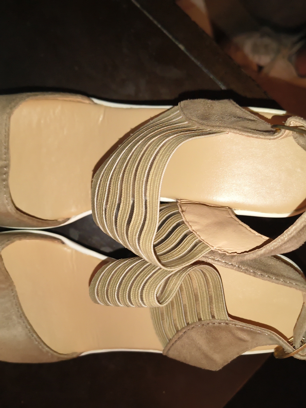 Women’s Taupe Elastic Strap Sandals